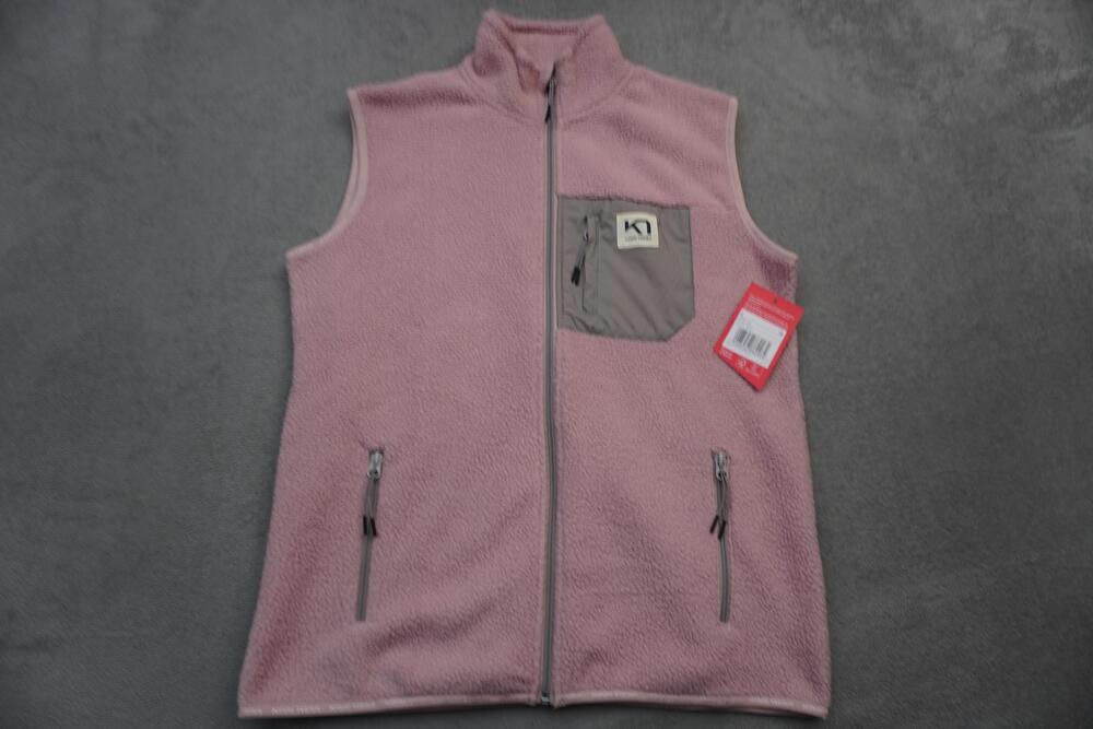 Kari Traa Rothe Vest Womens Large Pink Sherpa Fleece Full Zip Pockets Outdoor